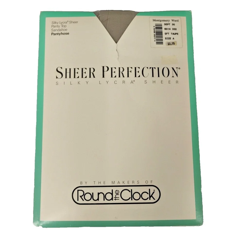 Sheer‎ Perfection Silky Lycra Sheer Sandaltoe Soft Taupe size A Pantyhose 1990
